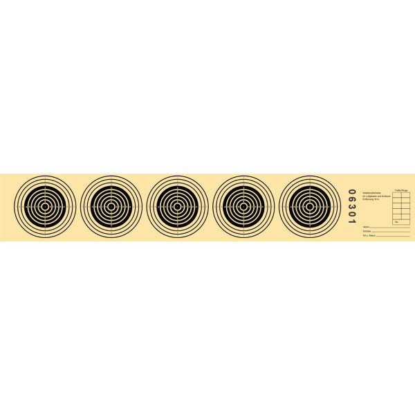 Luftgewehr-Streifen für 10 Meter - 5 Spiegel - nummeriert - 10er Ring
