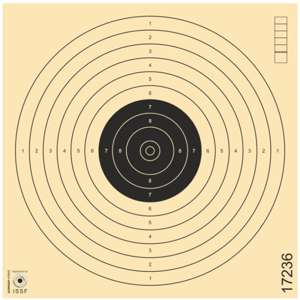 Luftpistolen-Scheiben 17 x 17 cm mit 10er Ring - nummeriert