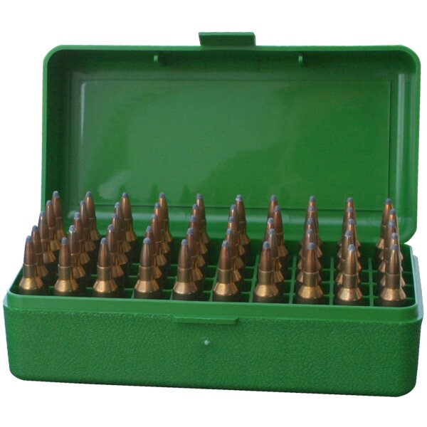 MTM Patronenbox RSLD-50-10 mit Klappdeckel – 50 Patronen Grün