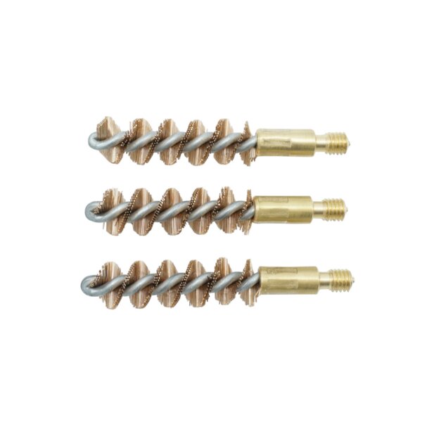 3er-Bronzebürstenset kurz für Revolver Kaliber .38 / .357 mit M5-Außengewinde