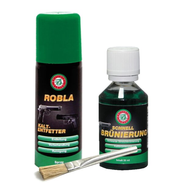 BALLISTOL Schnellbrünierset 50 ml mit Kaltentfetter und Pinsel
