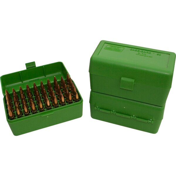 MTM Patronenbox RM-50-10 mit Klappdeckel – 50 Patronen Grün