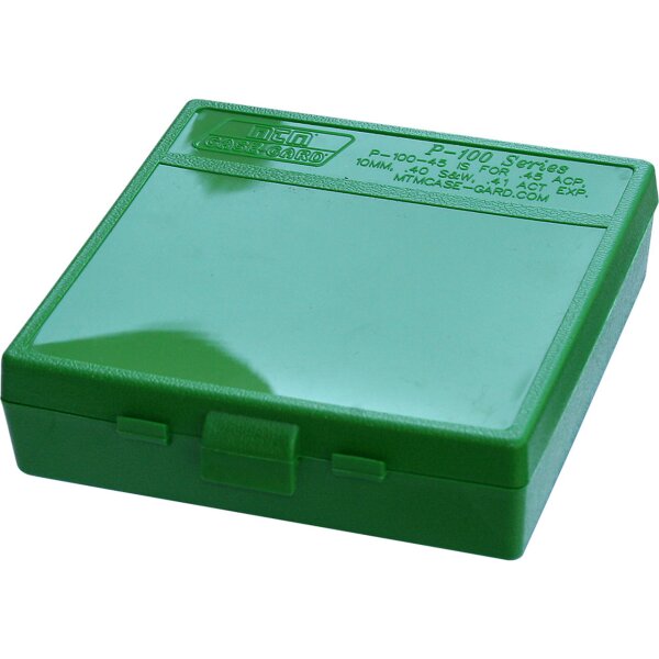 MTM Patronenbox P-100-45-10 mit Klappdeckel – 100 Patronen Grün