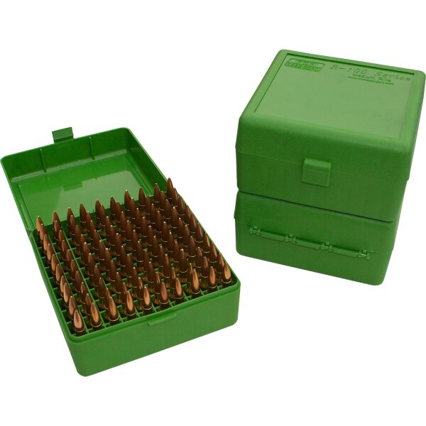 MTM Patronenbox RM-100-10 mit Klappdeckel – 100 Patronen Grün
