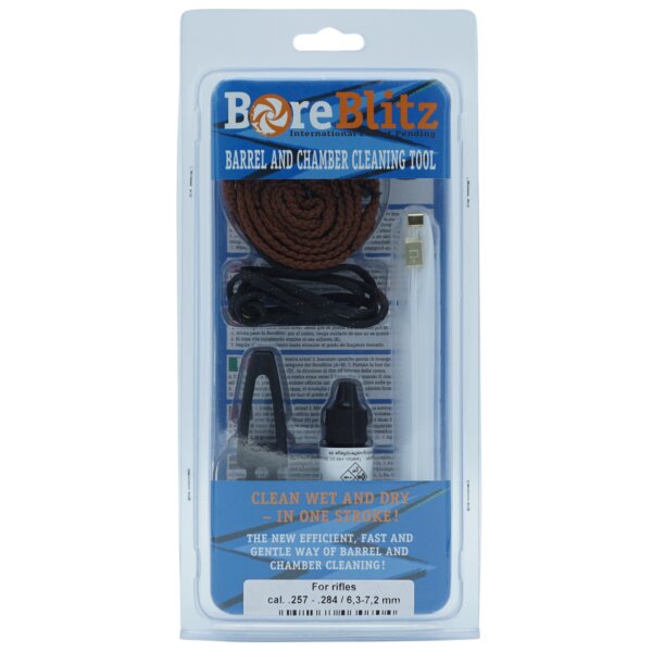 BoreBlitz Laufreinigungsschnur Kal. .257 / .26 / .27 / .28 / 6,5 mm / 6,8 mm / 7 mm Langwaffe mit Pulpo-Fluid