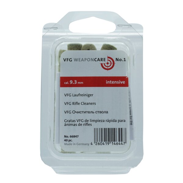 VFG Filzlaufreiniger Superintensiv – Kaliber 9,3 mm – 40 Stück (Box)