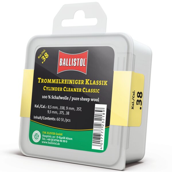 BALLISTOL Filz Trommelreiniger Klassik Kaliber .38 - 60 Stück