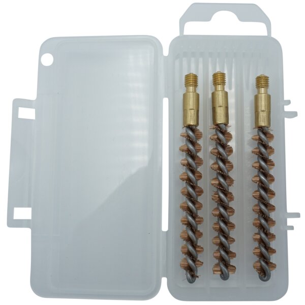 Eyselein 3er-Bronzebürstenset für Kaliber 7,62 mm / .30 mit M5-Außengewinde in der Aufbewahrungsbox