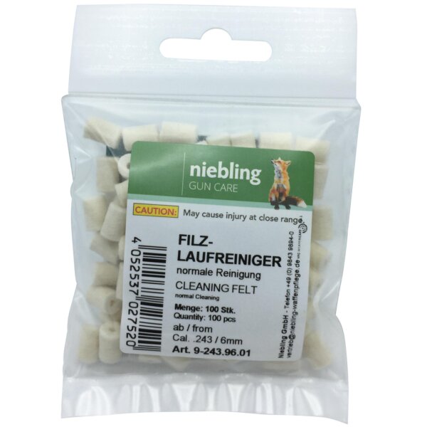Niebling Filzlaufreiniger Normal – Kaliber .243 / 6 mm – 100 Stück