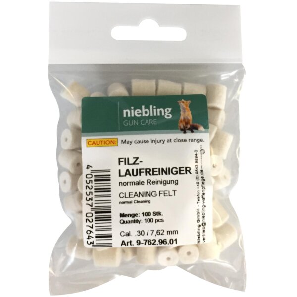 Niebling Filzlaufreiniger Normal – Kaliber .30 / 7,5 mm – 100 Stück