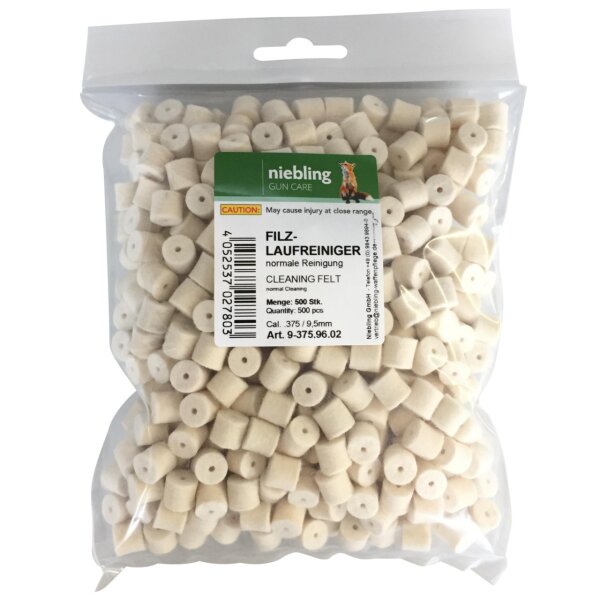 Niebling Filzlaufreiniger Normal – Kaliber .375 / 9,5 mm – 500 Stück