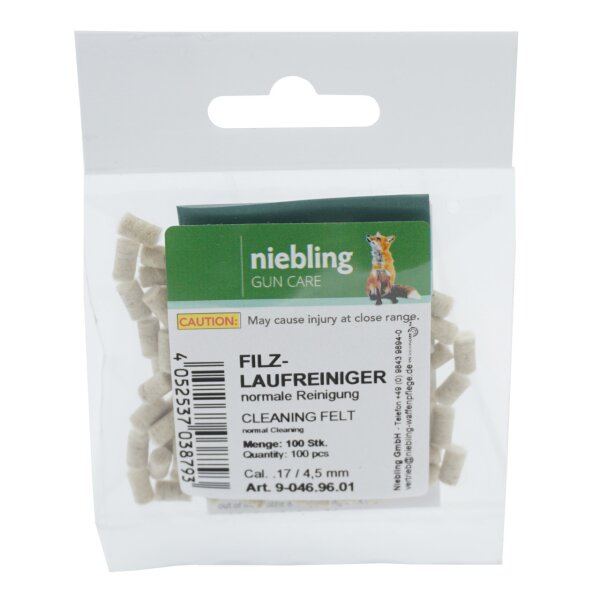 Niebling Filzlaufreiniger Normal – Kaliber .17 / 4,4 mm – 100 Stück