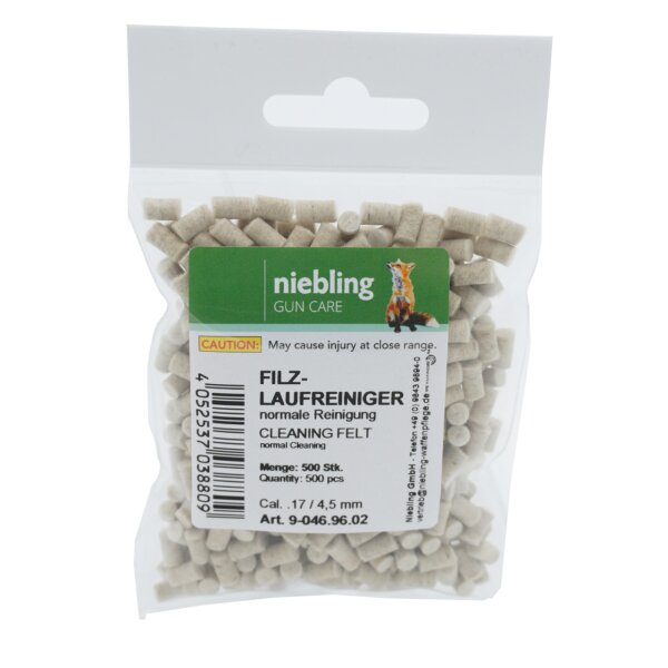 Niebling Filzlaufreiniger Normal – Kal. .17 / 4,4 mm – 500 Stück