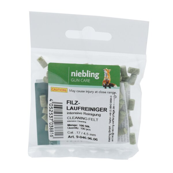 Niebling Filzlaufreiniger Intensiv – Kaliber .17 / 4,4 mm – 100 Stück
