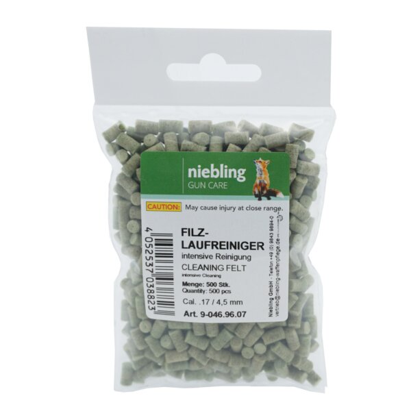 Niebling Filzlaufreiniger Intensiv – Kaliber .17 / 4,4 mm – 500 Stück