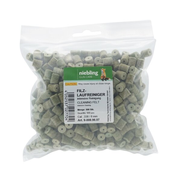 Niebling Filzlaufreiniger Intensiv – Kaliber .338 / 8 mm – 500 Stück