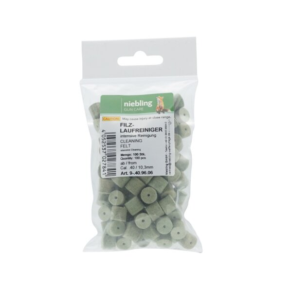 Niebling Filzlaufreiniger Intensiv – Kaliber .40 / 10,3 mm – 100 Stück