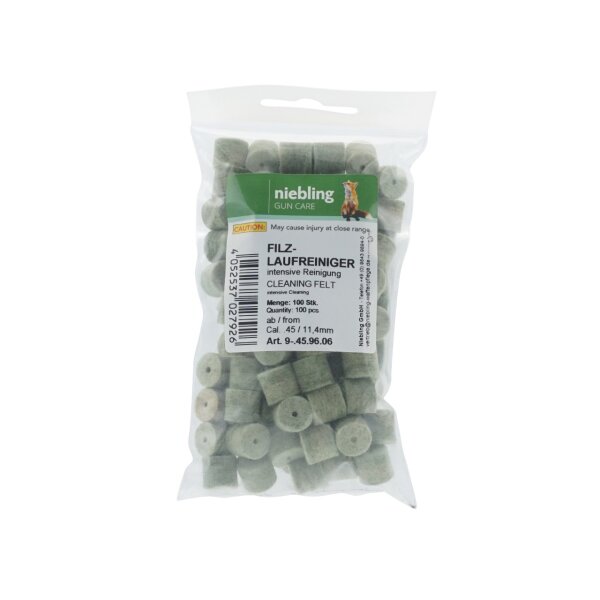 Niebling Filzlaufreiniger Intensiv – Kaliber .45 / 11,4 mm – 100 Stück