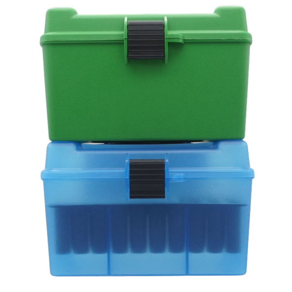 MTM Patronenbox H50-RM mit Klappdeckel – 50 Patronen in 2 Farben