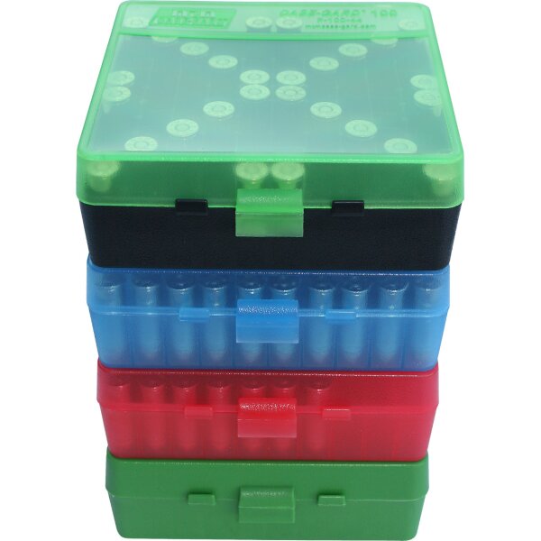 MTM Patronenbox P-100-44 mit Klappdeckel – 100 Patronen in 4 Farben