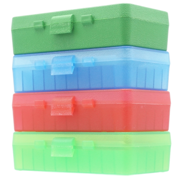 MTM Patronenbox P50-45 mit Klappdeckel – 50 Patronen in 4 Farben