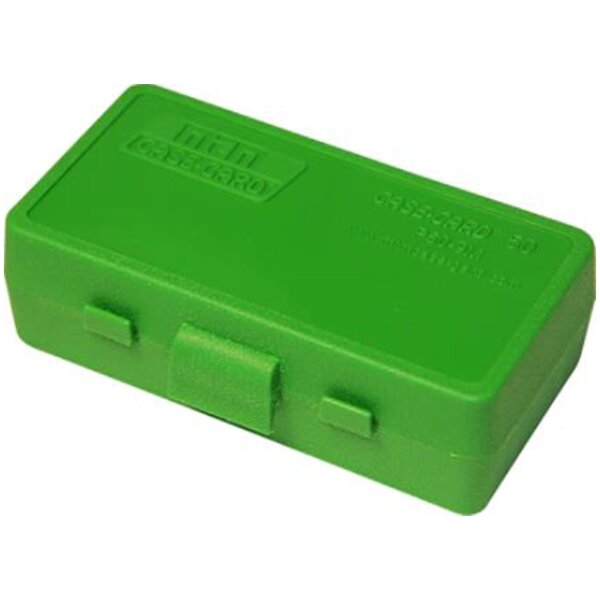 MTM Patronenbox P50-38-10 mit Klappdeckel – 50 Patronen Grün