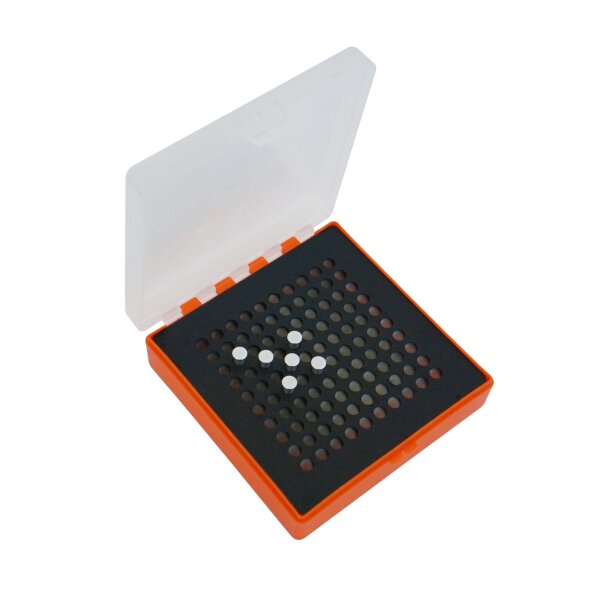 WPW Patronenbox für Kaliber .22 mit Klappdeckel – 100 Patronen Orange-transparent