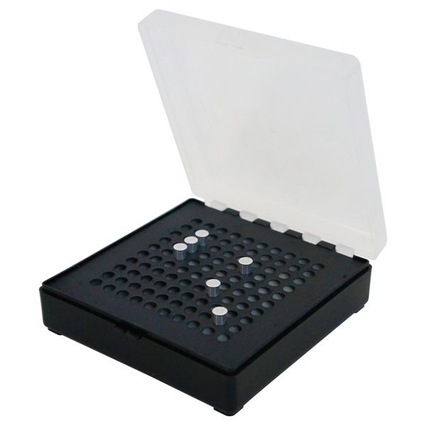 WPW Patronenbox für Kaliber .22 mit Klappdeckel – 100 Patronen Schwarz-transparent