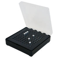 WPW Patronenbox für Kaliber .22 mit Klappdeckel – 100 Patronen Schwarz-transparent
