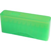 MTM Patronenbox J-20-MLD-16 mit Stülpdeckel – 20 Patronen Grün-transparent