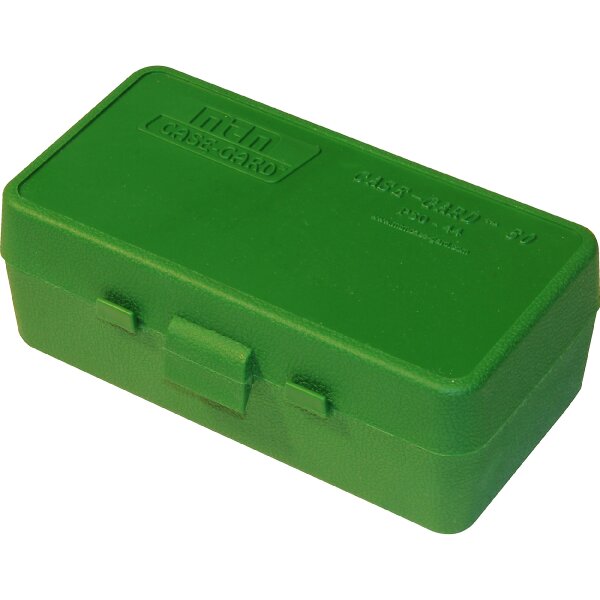 MTM Patronenbox P50-44-10 mit Klappdeckel – 50 Patronen Grün