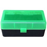 MTM Patronenbox RMLD-50-16T mit Klappdeckel – 50 Patronen Grün/schwarz-transparent