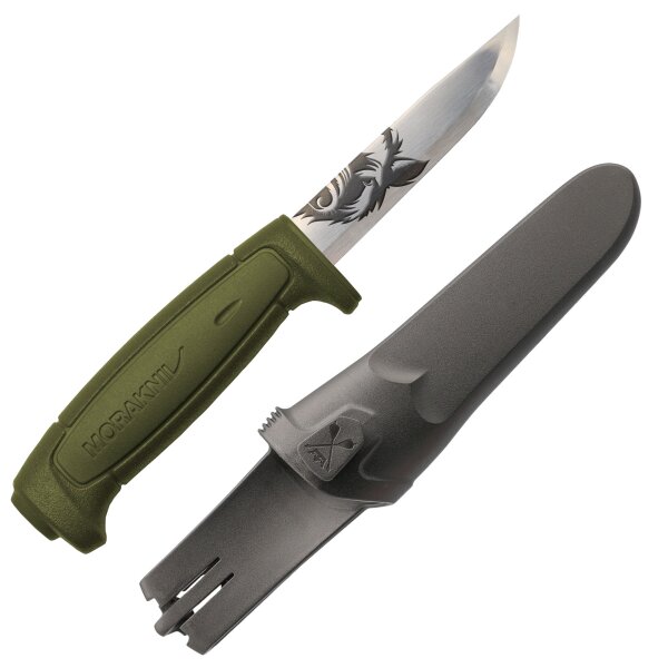 Morakniv Basic 511 Jagdmesser Militärgrün mit Gravur Wildschwein