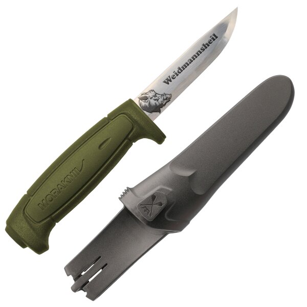 Morakniv Basic 511 Jagdmesser Militärgrün mit Gravur Keiler/Weidmannsheil