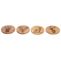 GILDE Mangoholz-Untersetzer mit Hirschmotiven –...