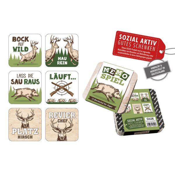 GILDE Bierdeckel-Memoryspiel – 12er-Pack