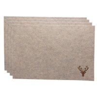 GILDE Filz-Tischset mit Hirschmotiv Beige – 4er-Pack