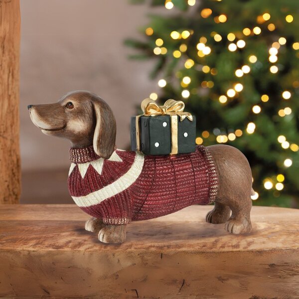 GILDE Dackelfigur aus Keramik Klein – 14 × 47 × 28 cm