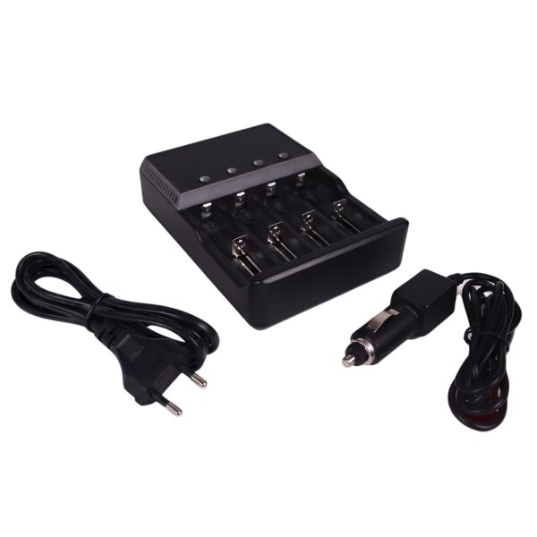Nocpix Ladegerät für 18650 4x Lithium-Ionen Akkus
