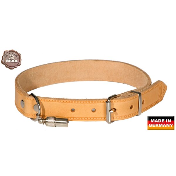 AKAH genietetes Hundehalsband aus Fahlleder – 55 cm – 22 mm breit – 53–61 cm verstellbar