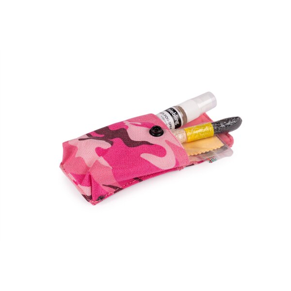 Niebling Optik-Reinigungsset mit Anti-Fog-Fluid und Tasche Pink Camouflage – 15 ml