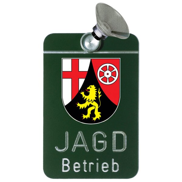 AKAH Autoschild Jagdbetrieb mit Länderwappen Rheinland-Pfalz